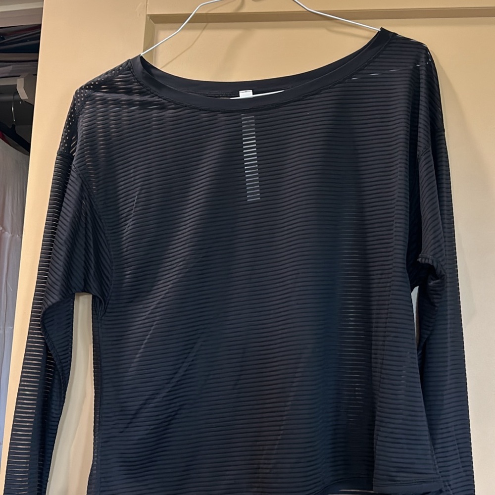 Lululemon Athletica Black Striped Long Sleeve Top